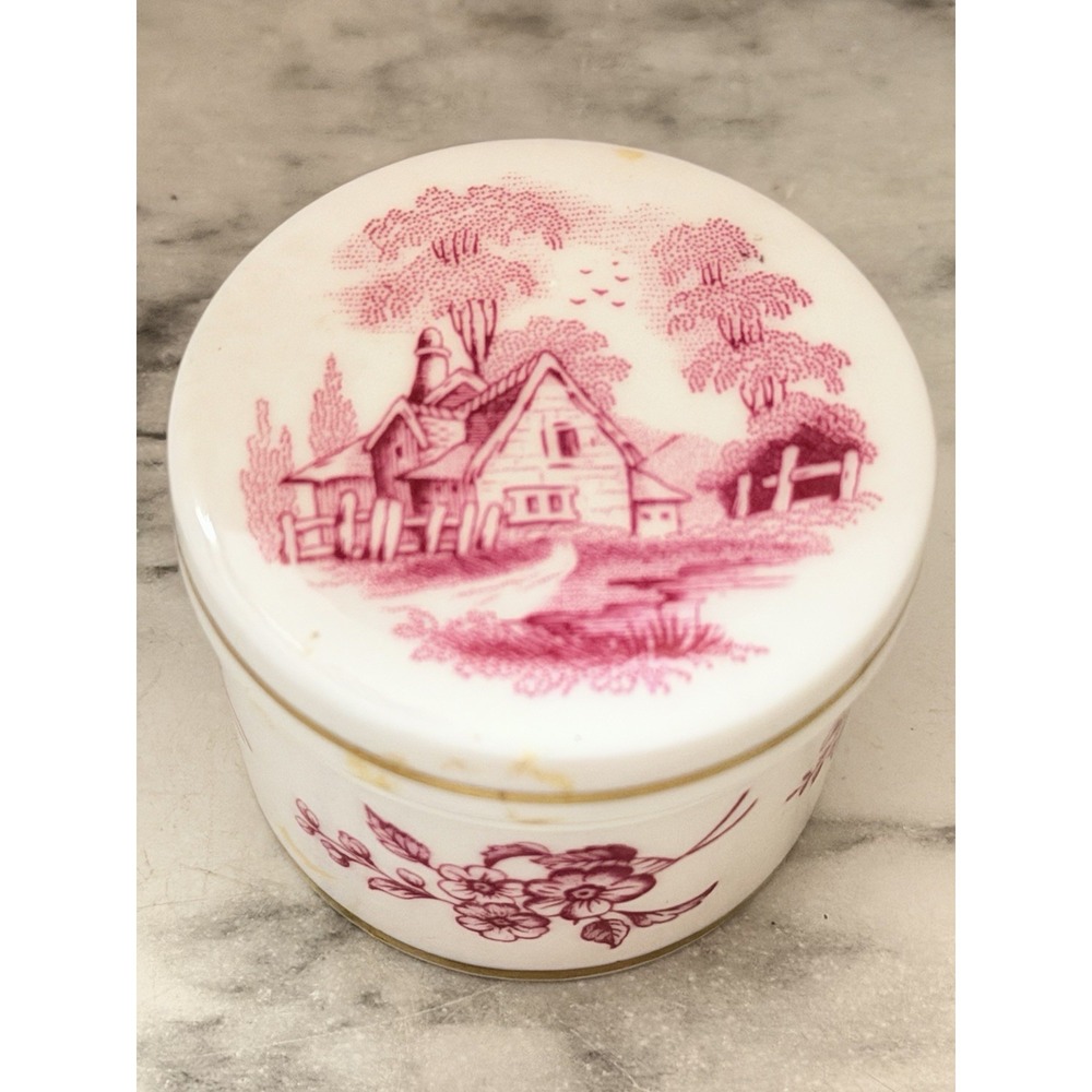 Spode Pink Cottage Trinket Box 250th Anniversary England Bone China (A3212)